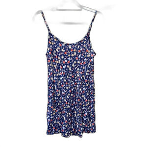 Altar'd State Spaghetti Strap Tunic Top or Mini Dress Sz Medium Navy Red Floral